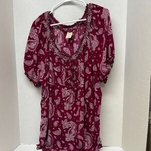 Faded glory burgundy paisley lightweight shirt size 3X 22W/24W